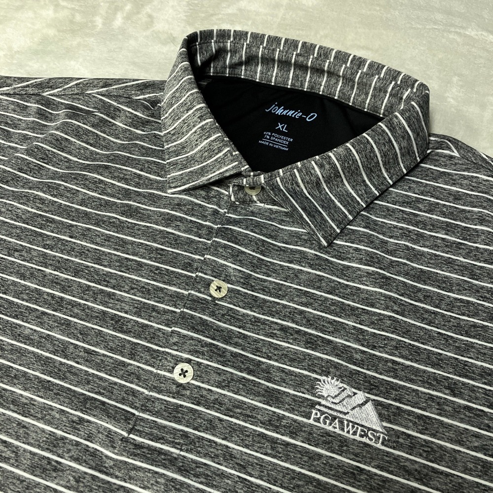 Johnnie-O Polo Newton PGA West Striped Performance Gray JMPO4190 Mens XL